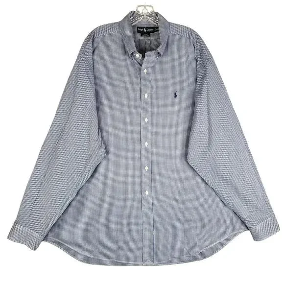 Polo Ralph Lauren Shirt Oxford Button Down Mens Size XXL LS Blue Plaid Blake - Picture 2 of 11